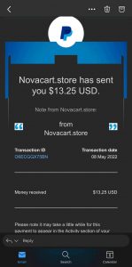 Novacart.store Payment Proof