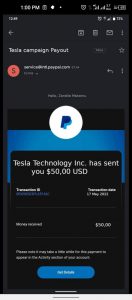 Tesla-WorldHunger Payment Proof
