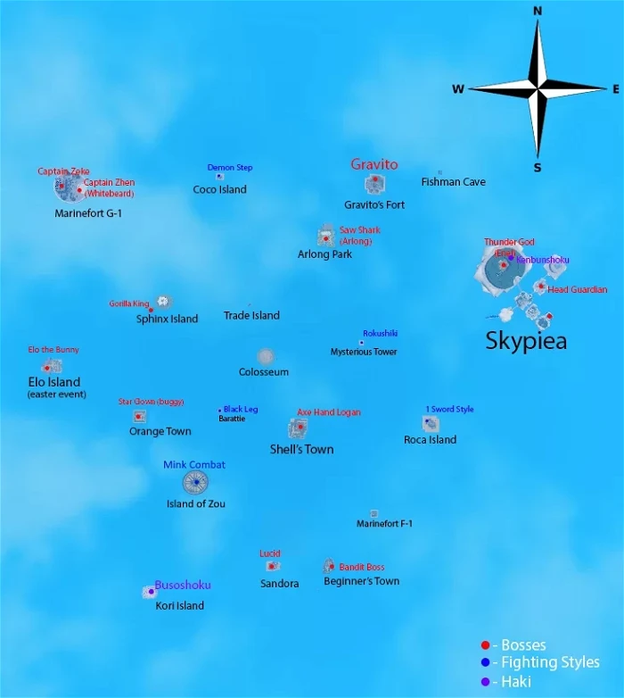 Grand Piece Online Map: All First, Second Sea & Skypiea Locations & Level  Requirements : r/BorderpolarTech