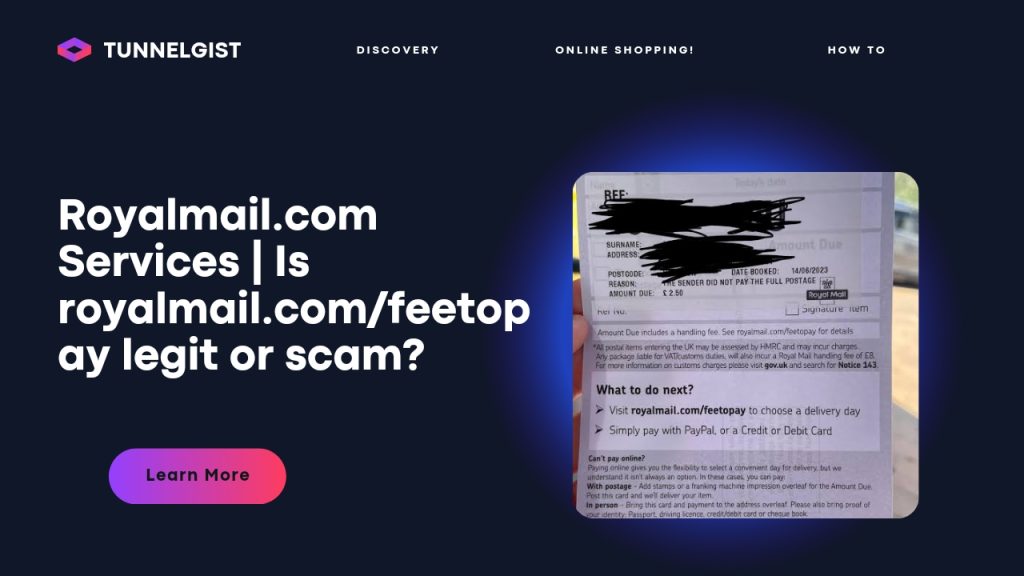 Is royalmail.com/feetopay legit or scam