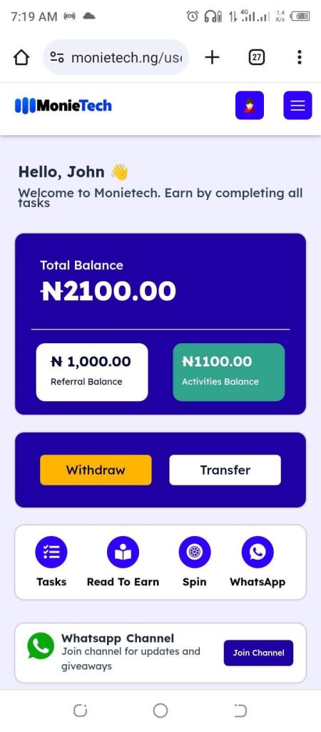 How to Earn Money on Monietech.ng